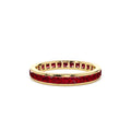 14K Gold Full Eternity Princess Cut Ruby Ring by Orlina Fine