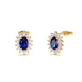 14K Oval Cut Blue Sapphire Earrings with Diamonds by Orlina Fine