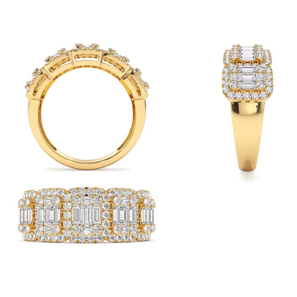 14K Baguette and Round Halo Diamond Ring - view 5