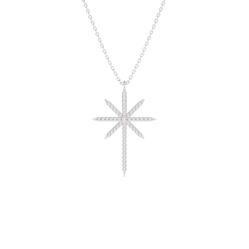 14K Solid Gold Celestial North Star Diamond Necklace - view 3