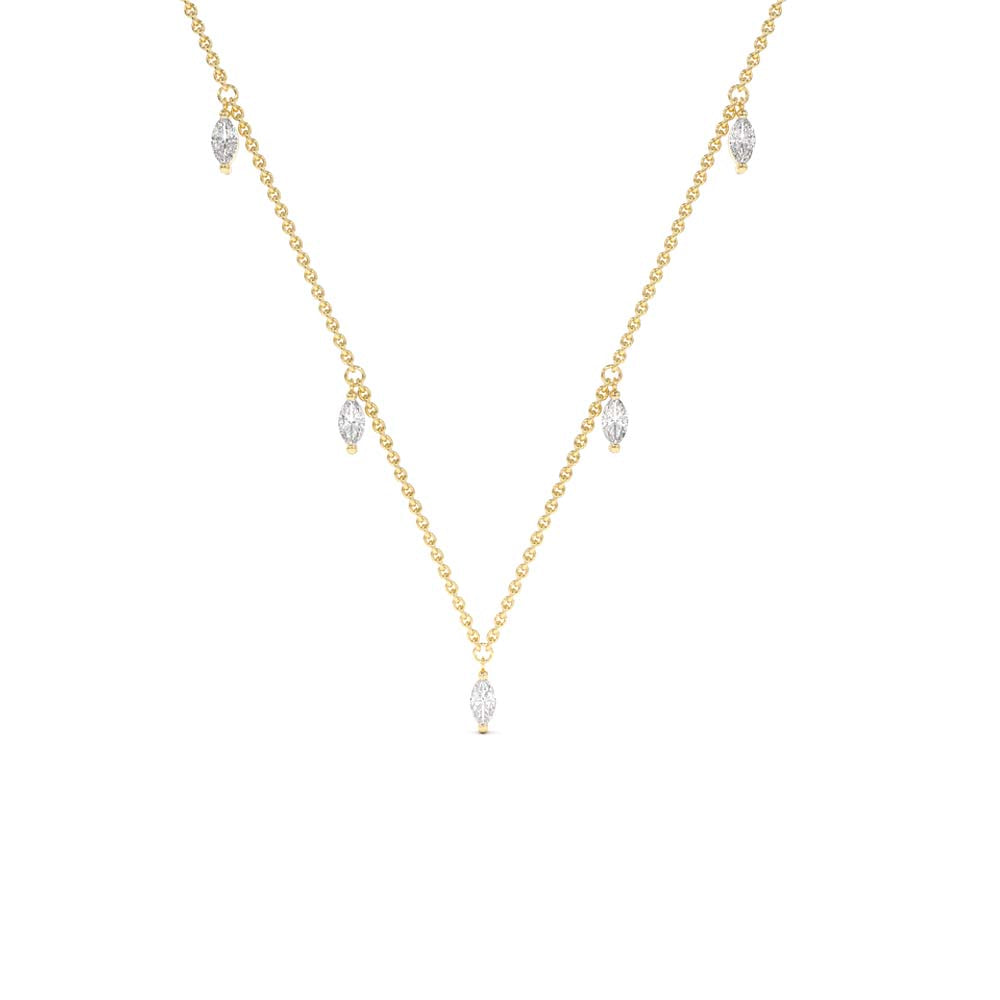 14K Gold Marquise Diamond Dangling Necklace by Orlina Fine