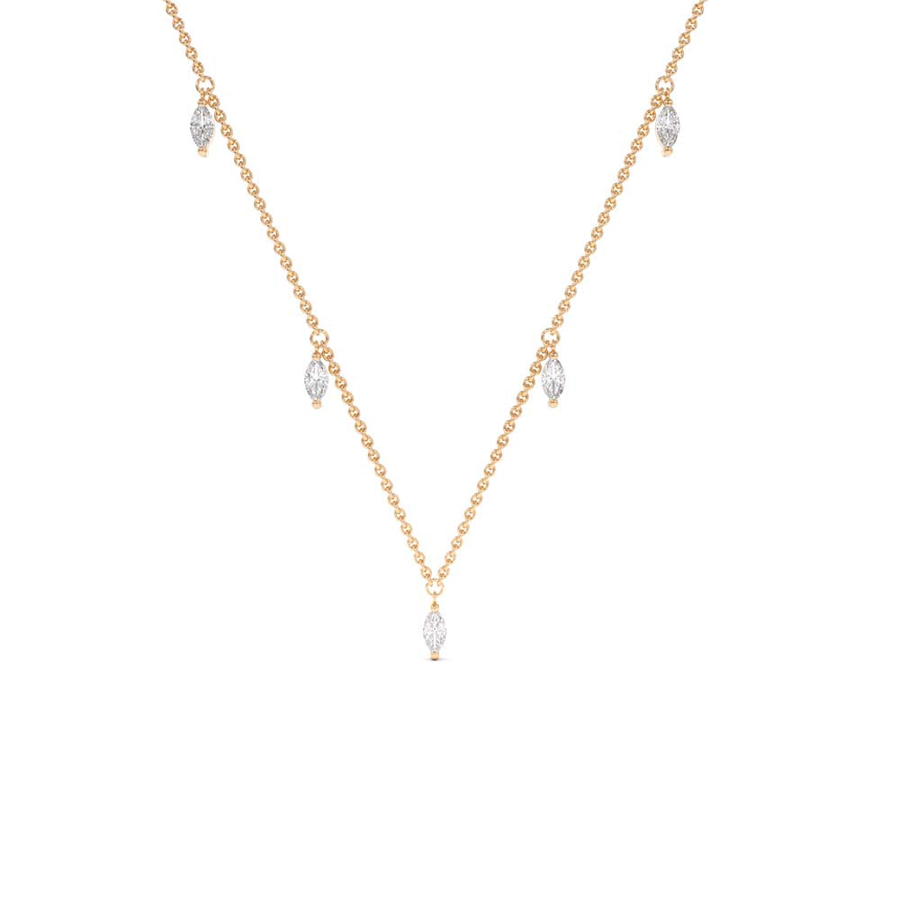 14K Gold Marquise Diamond Dangling Necklace - view 2