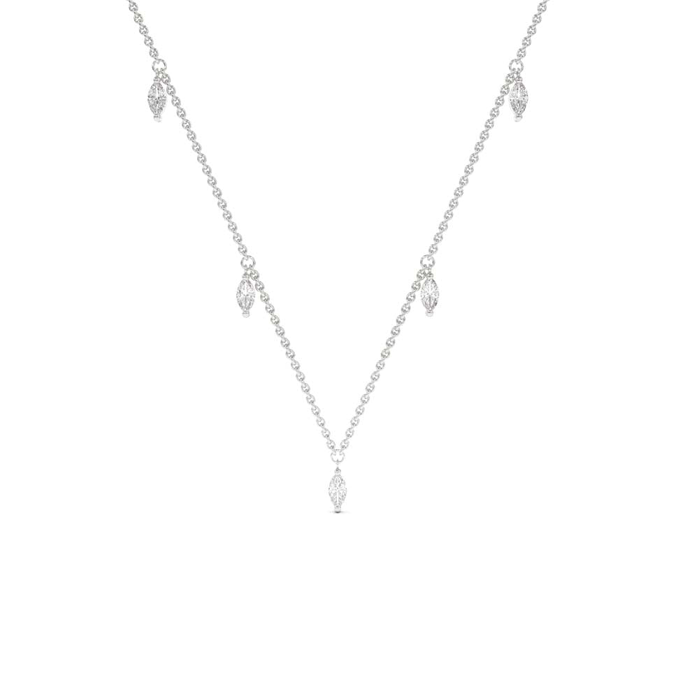 14K Gold Marquise Diamond Dangling Necklace - view 3