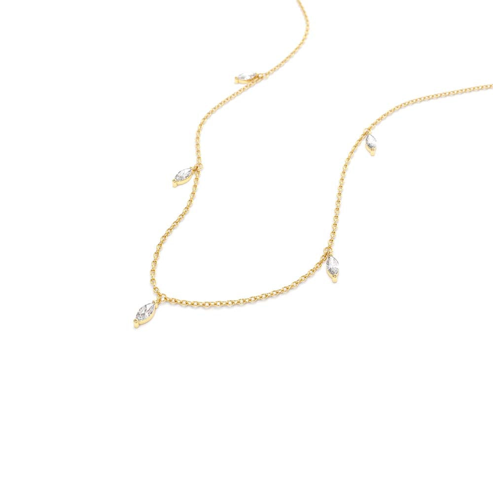 14K Gold Marquise Diamond Dangling Necklace - view 4