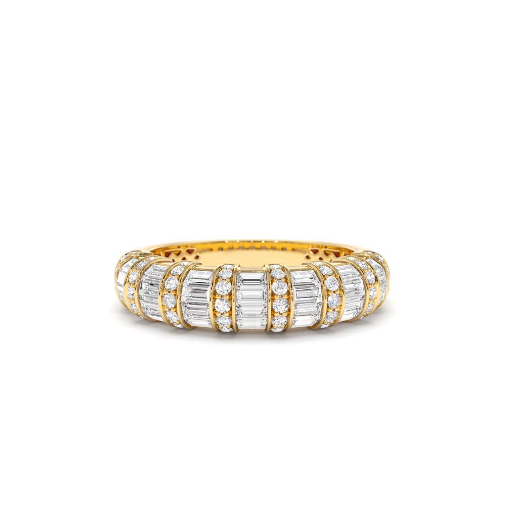 14K Dome Baguette Diamond Women's Anniversary Ring by Orlina Fine