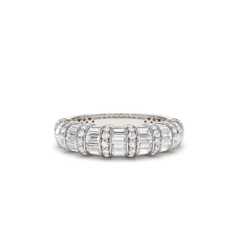 14K Dome Baguette Diamond Women's Anniversary Ring - view 3