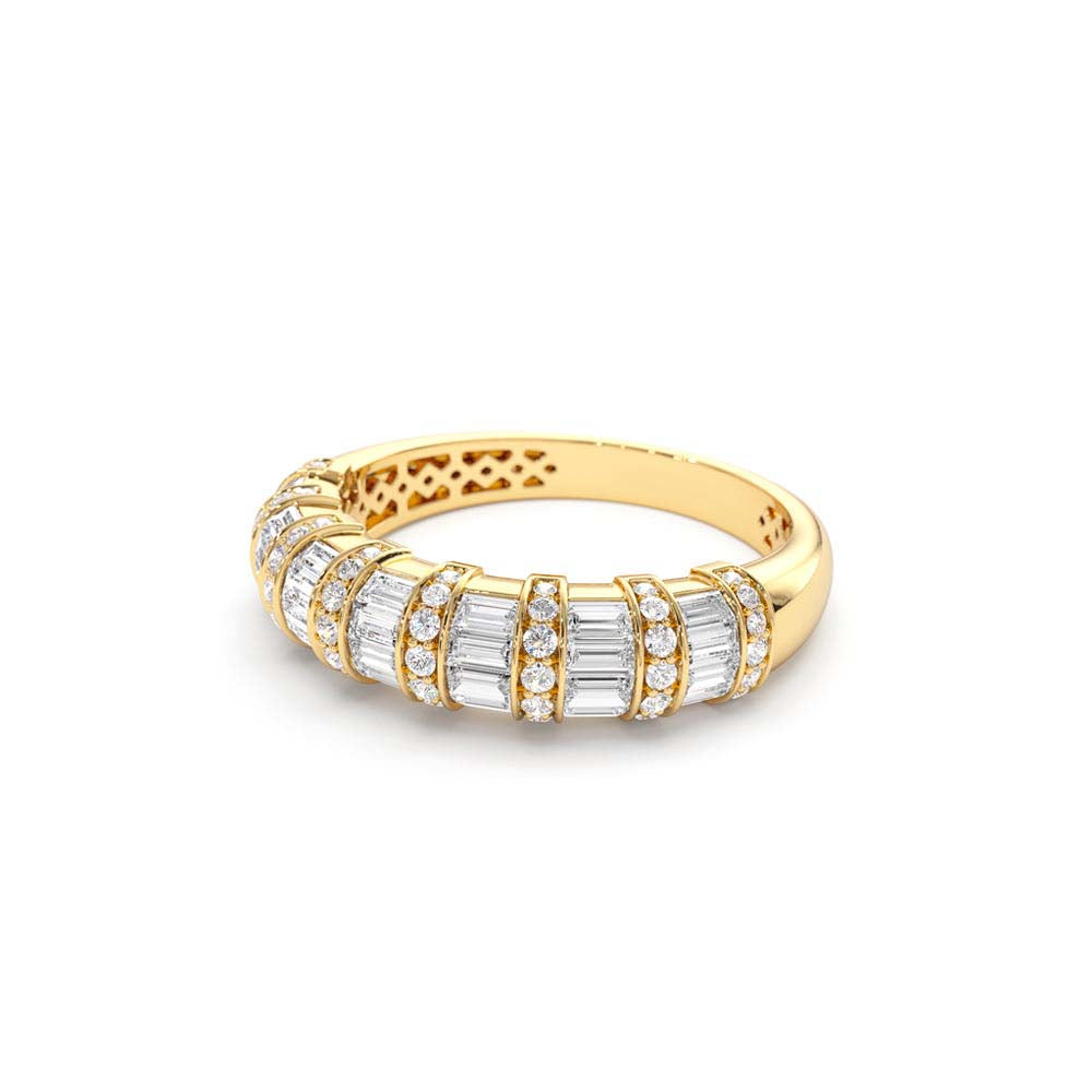 14K Dome Baguette Diamond Women's Anniversary Ring - view 4