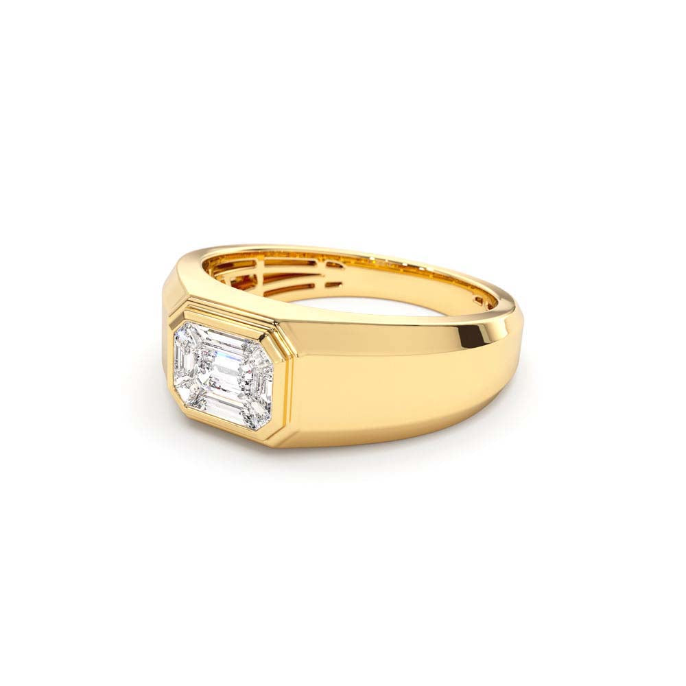 14K Emerald Cut Illusion Mosaic Solitaire Pinky Ring - view 4