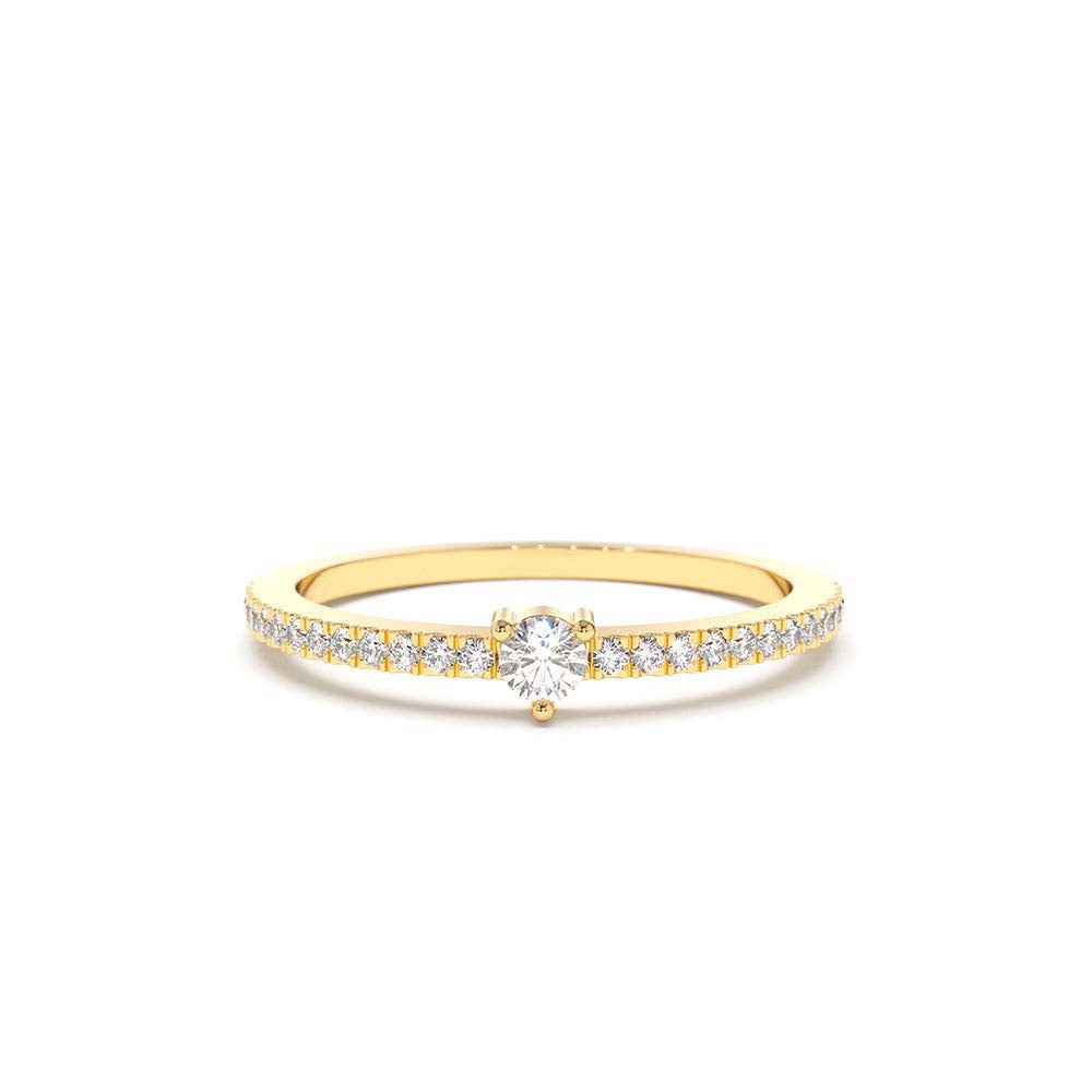 14K Minimalist Pave Diamond Stacking Ring by Orlina Fine