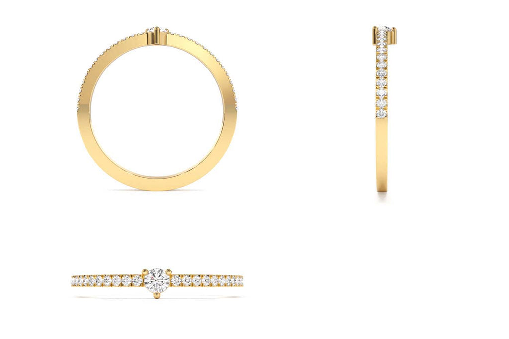 14K Minimalist Pave Diamond Stacking Ring - view 5