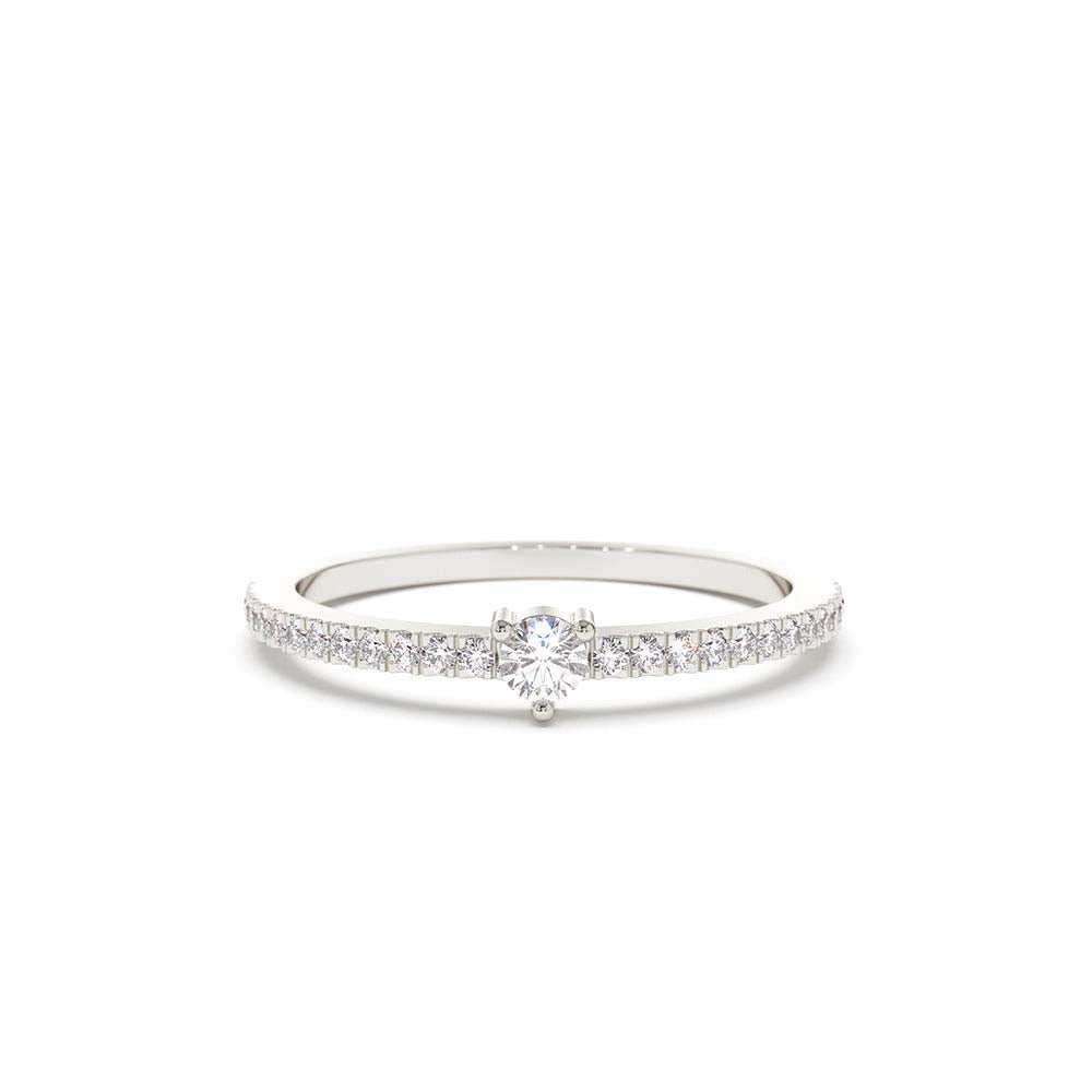 14K Minimalist Pave Diamond Stacking Ring - view 2
