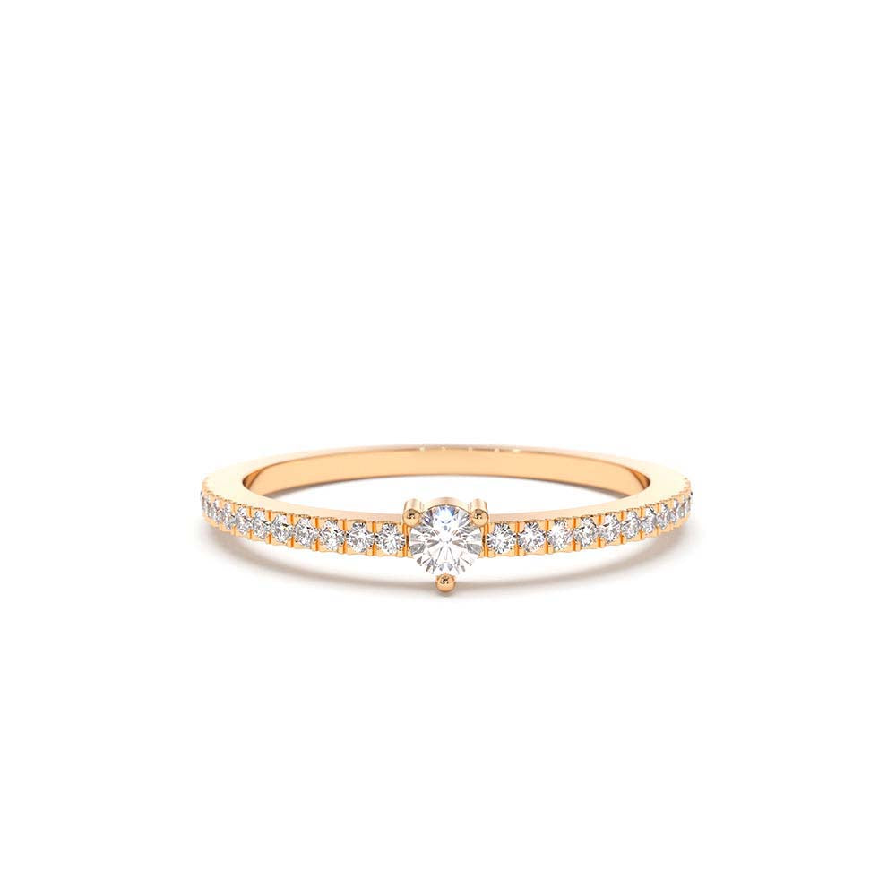 14K Minimalist Pave Diamond Stacking Ring - view 3