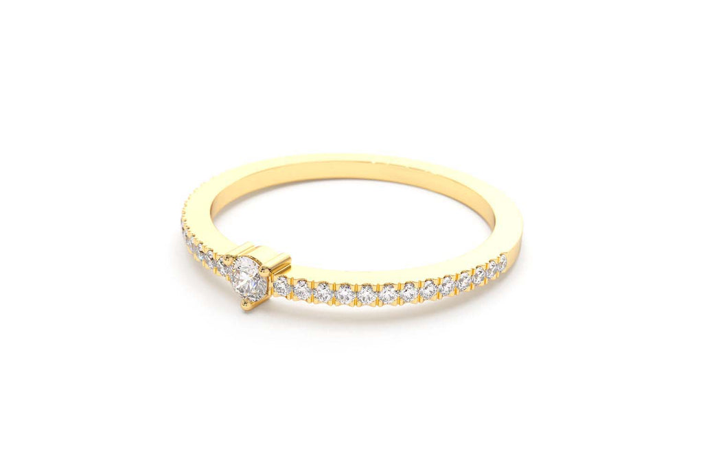 14K Minimalist Pave Diamond Stacking Ring - view 4