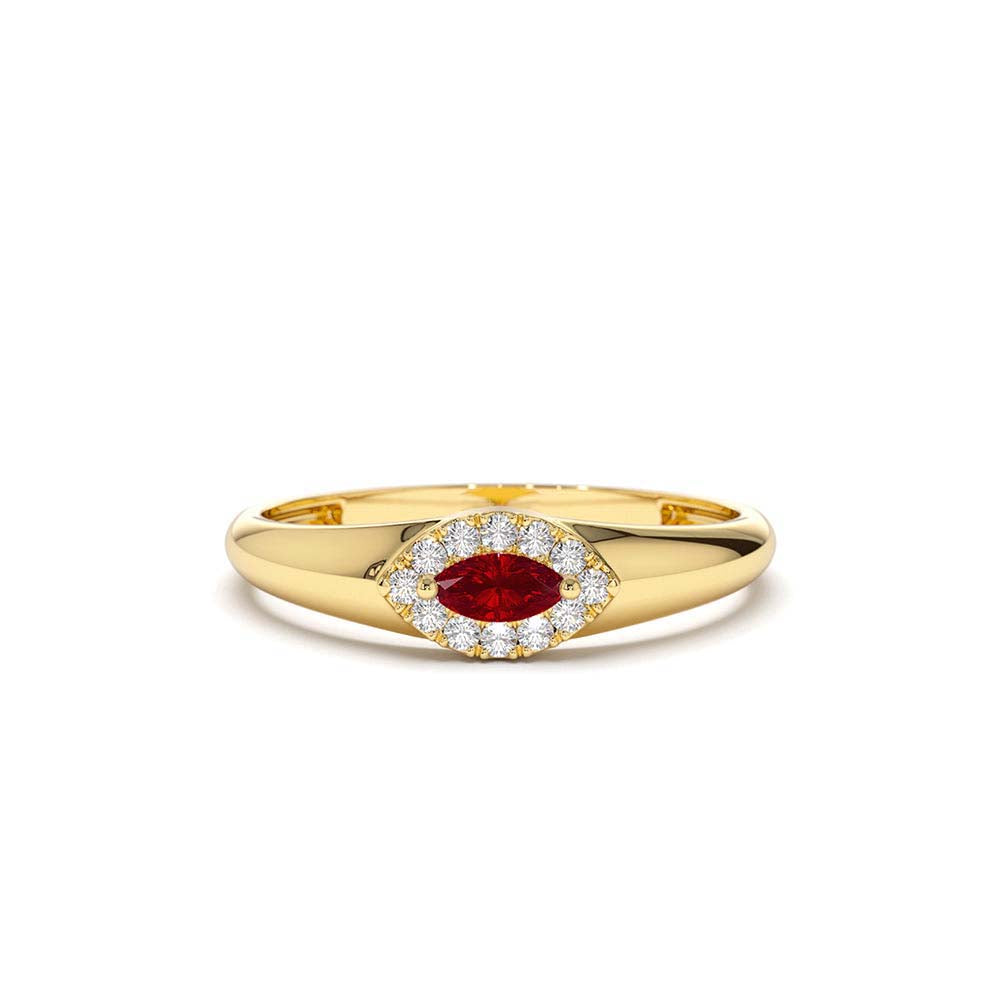 14K Marquise Ruby Ring in Halo Setting by Orlina Fine