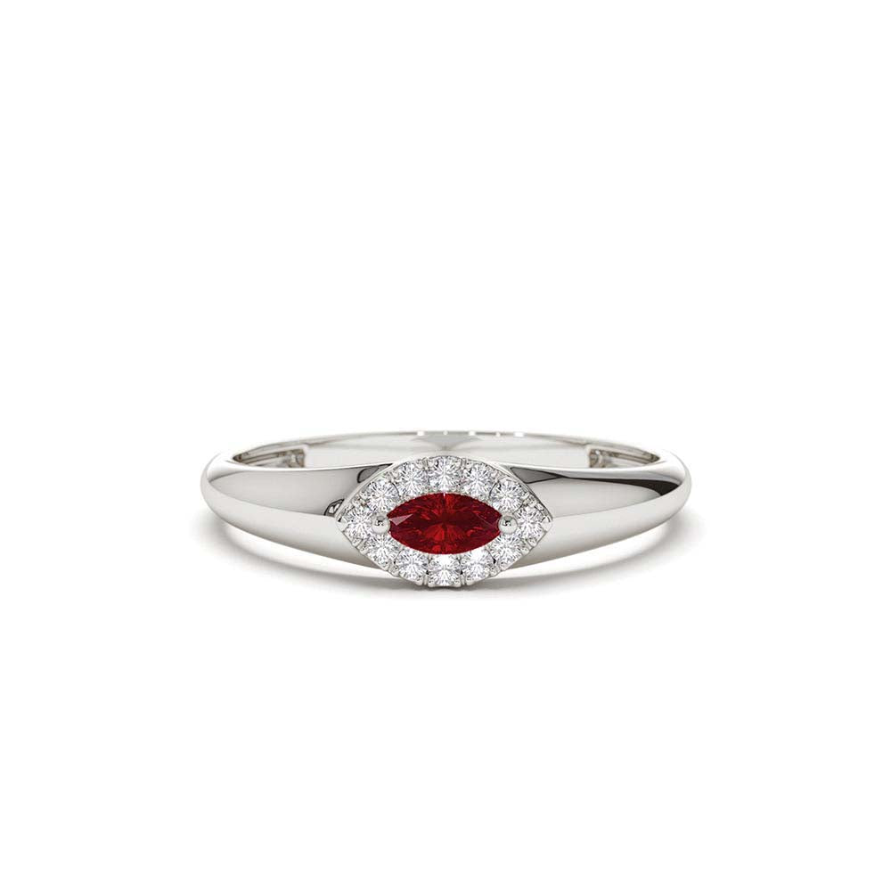 14K Marquise Ruby Ring in Halo Setting - view 3