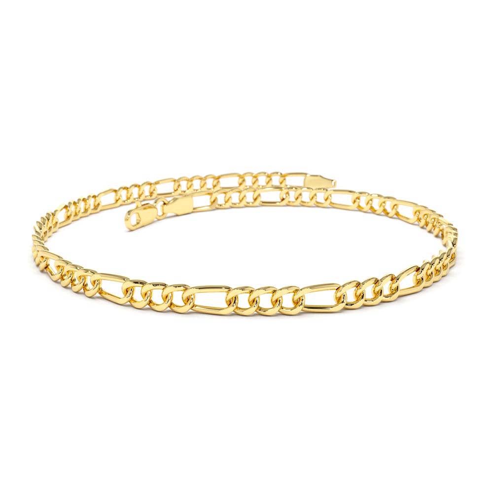 14K Gold Figaro Chain Bracelet by Orlina Fine