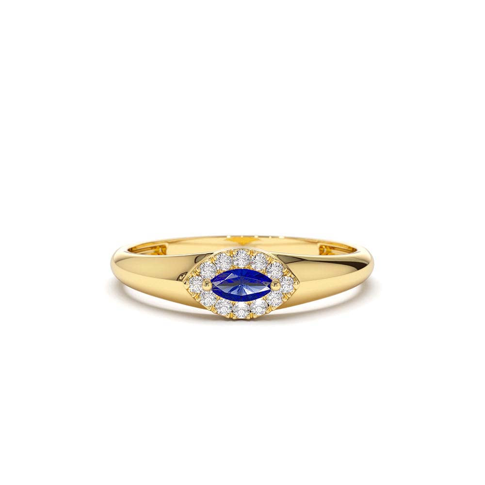 14K Marquise Sapphire Ring in Halo Setting by Orlina Fine