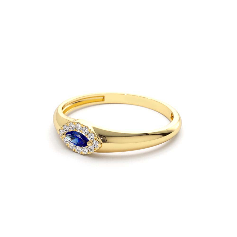 14K Marquise Sapphire Ring in Halo Setting - view 4