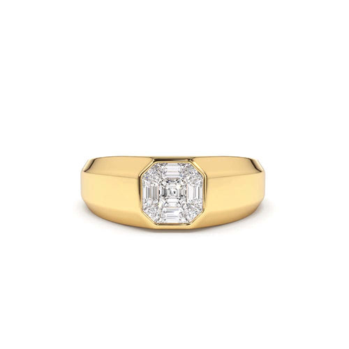 14K Asscher Cut Illusion Mosaic Solitaire Pinky Ring by Orlina Fine
