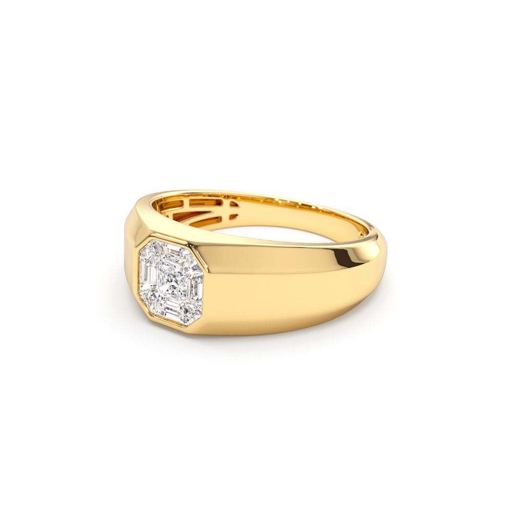 14K Asscher Cut Illusion Mosaic Solitaire Pinky Ring - view 4