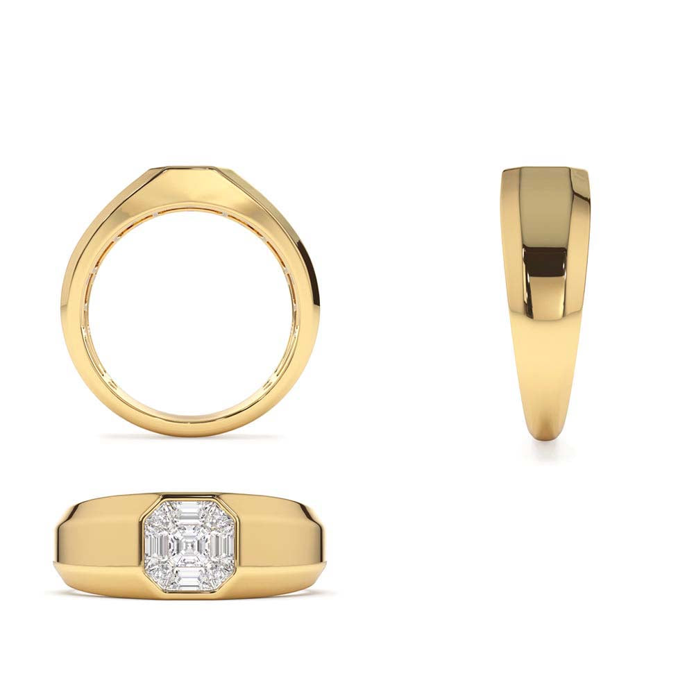 14K Asscher Cut Illusion Mosaic Solitaire Pinky Ring - view 5