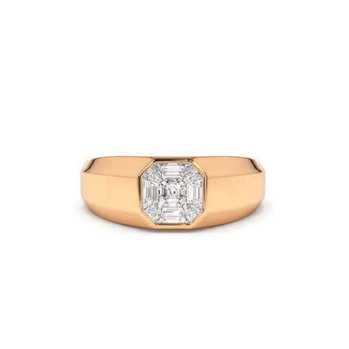 14K Asscher Cut Illusion Mosaic Solitaire Pinky Ring - view 2