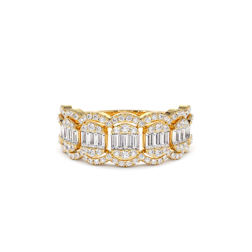 14K Baguette Diamond Ring in Halo Setting by Orlina Fine