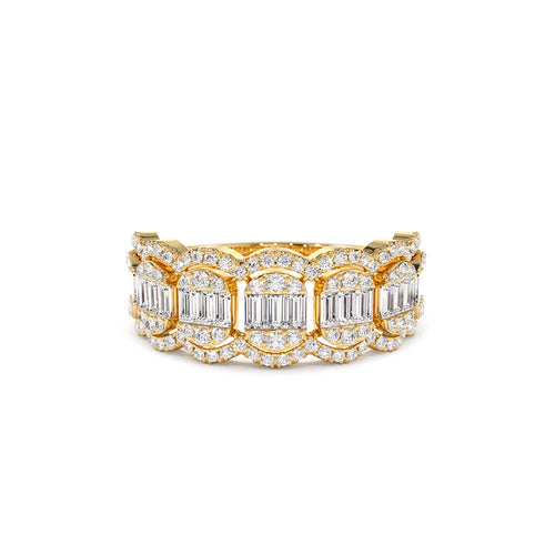 14K Baguette Diamond Ring in Halo Setting by Orlina Fine