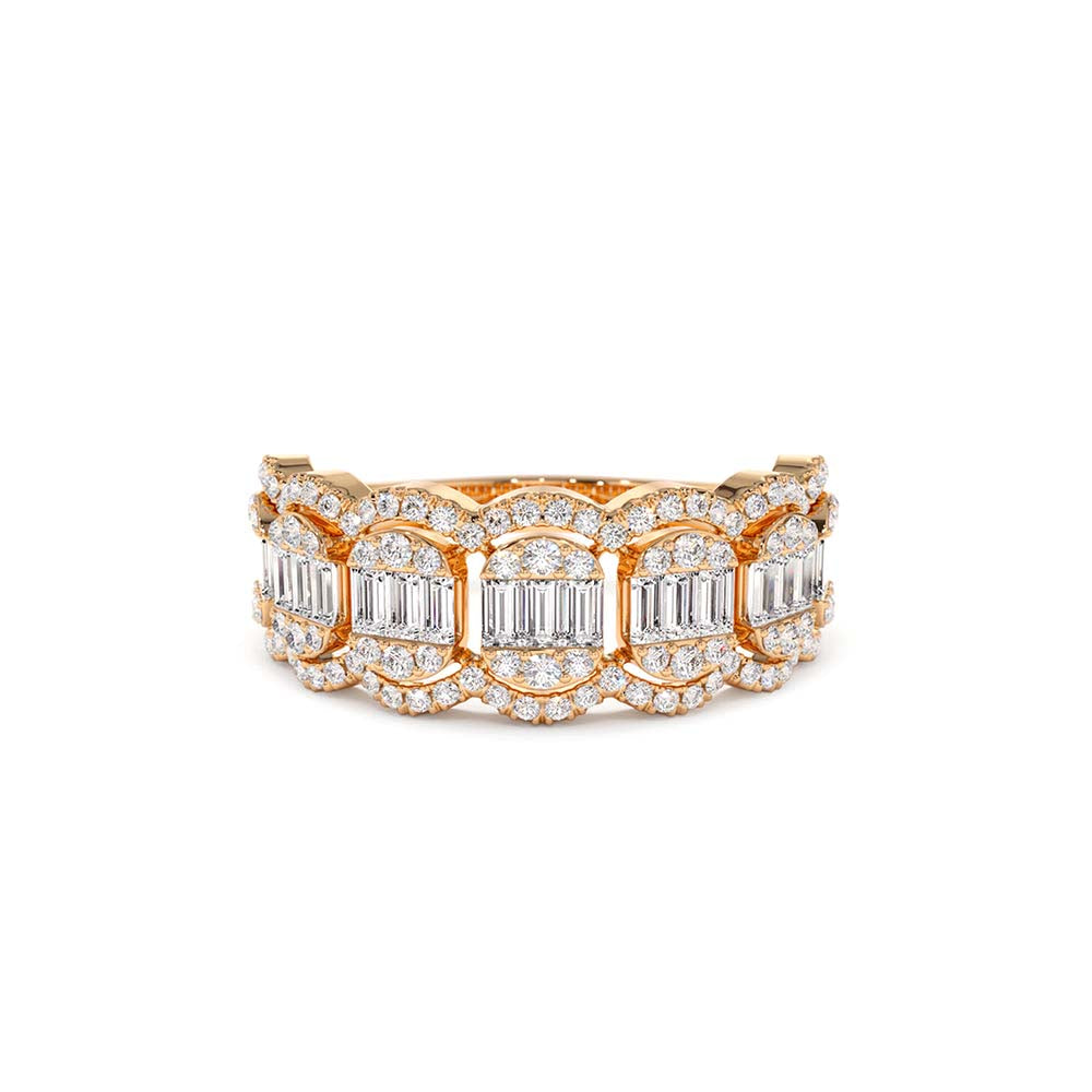 14K Baguette Diamond Ring in Halo Setting - view 2