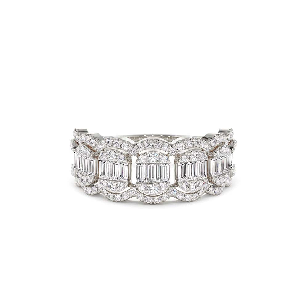 14K Baguette Diamond Ring in Halo Setting - view 3