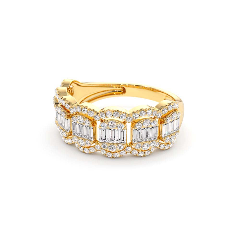14K Baguette Diamond Ring in Halo Setting - view 4