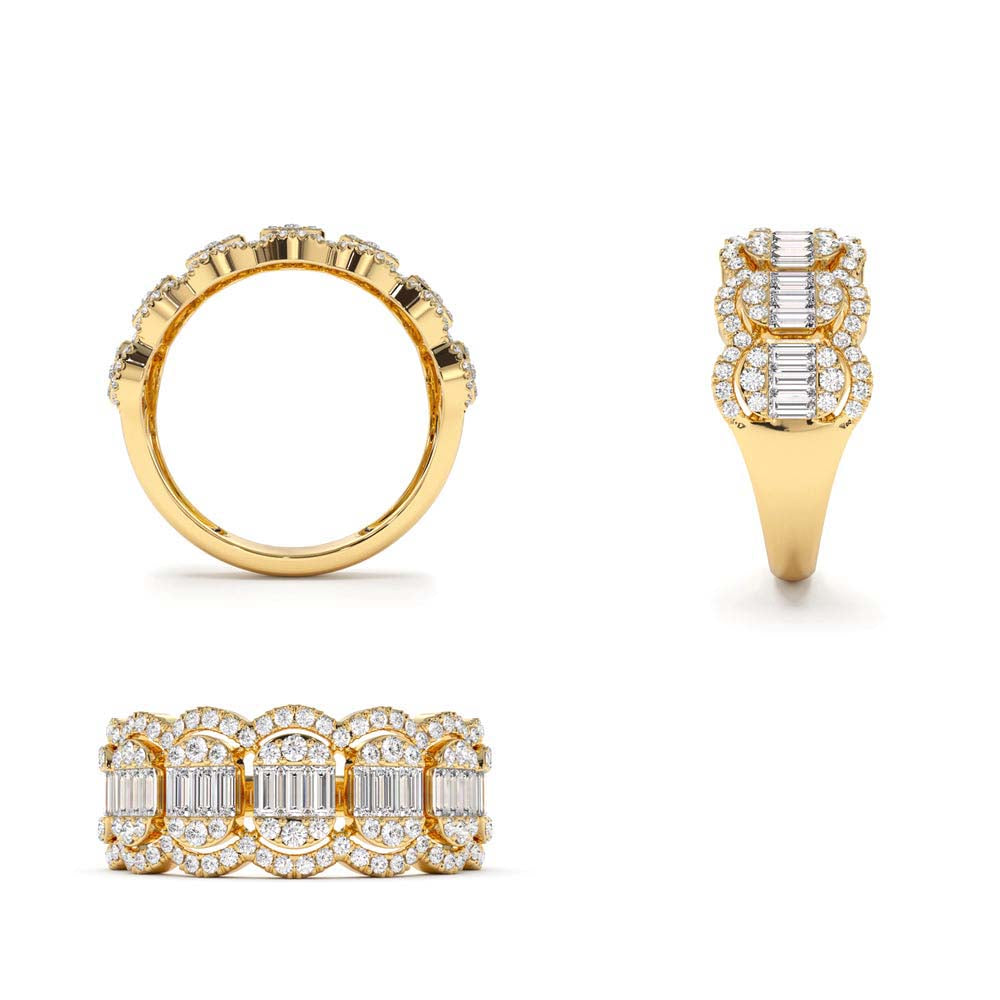 14K Baguette Diamond Ring in Halo Setting - view 5