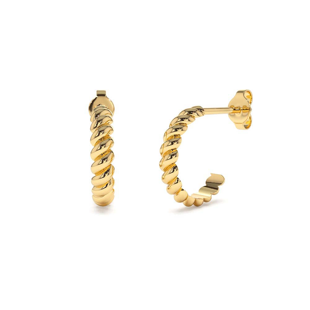 14K Braided 3MM Twist Earrings by Orlina Fine