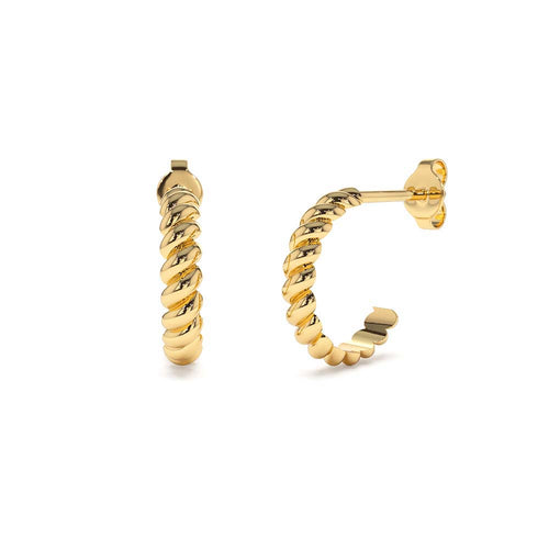 14K Braided 3MM Twist Earrings by Orlina Fine