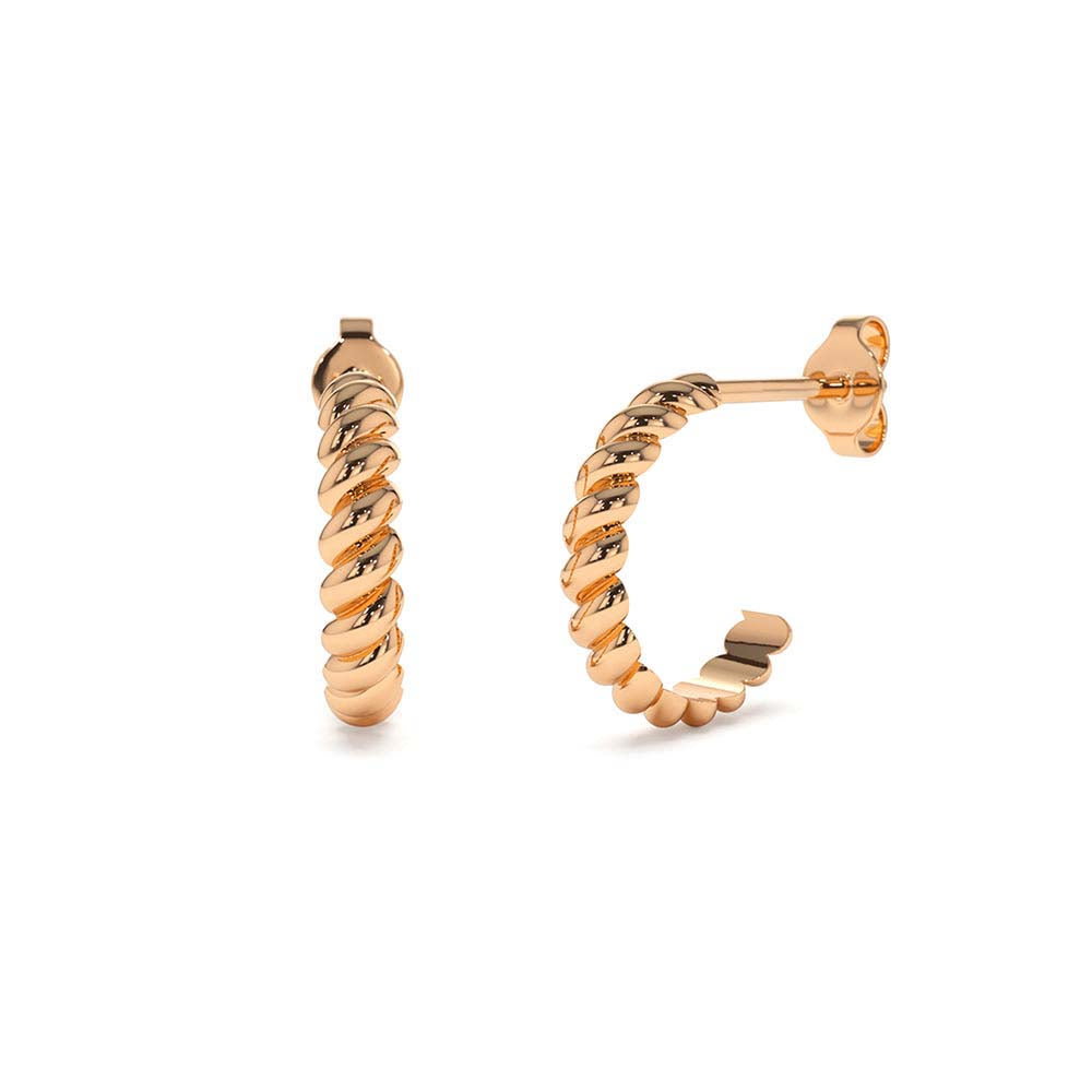 14K Braided 3MM Twist Earrings - view 2