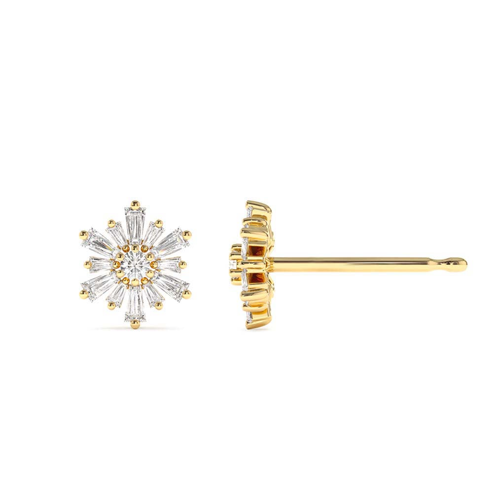 14K Tapered Baguette Unique Diamond Earrings - view 4