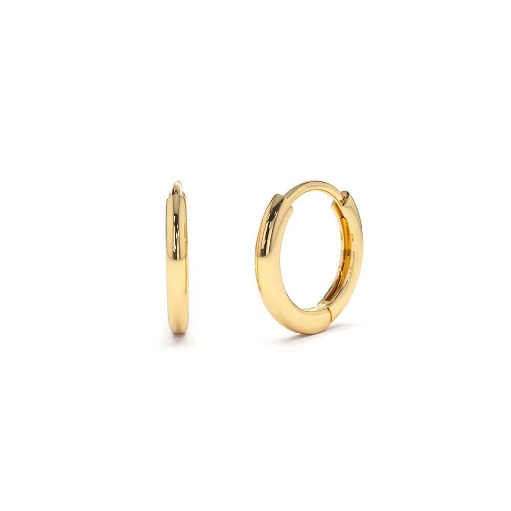 14K Gold Mini Plain Huggies by Orlina Fine
