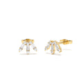 14K Baguette and Round Diamond Spike Studs by Orlina Fine