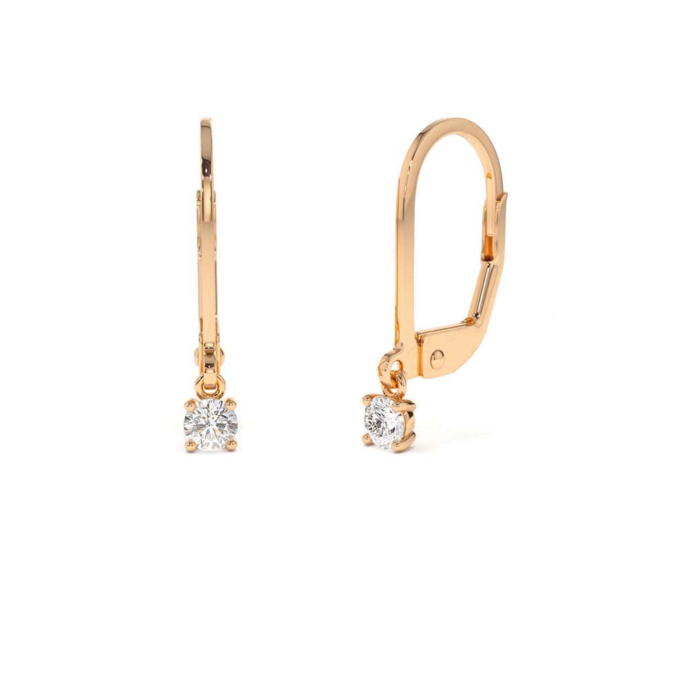 14K Lever Back Prong Setting Diamond Earrings - view 2
