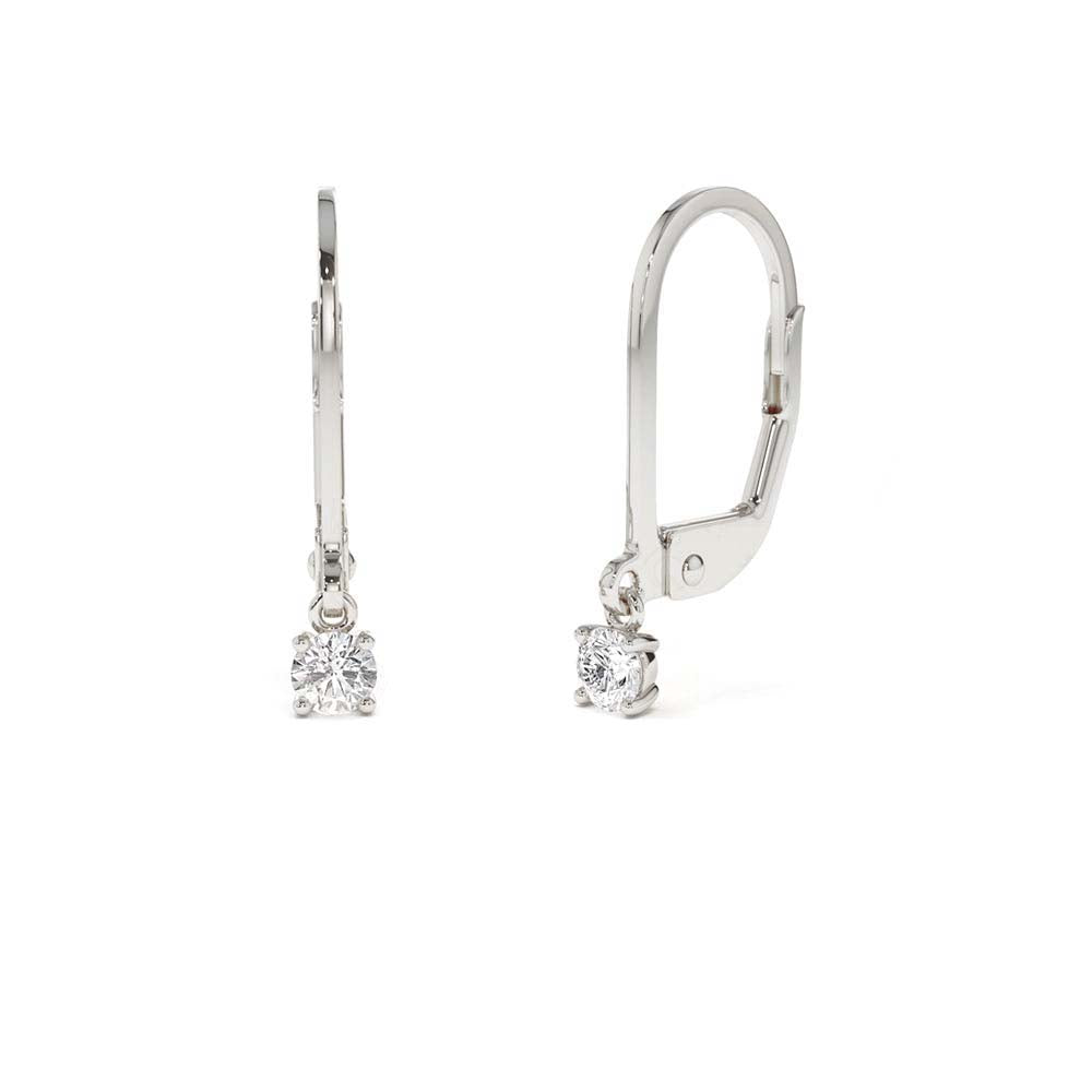 14K Lever Back Prong Setting Diamond Earrings - view 3