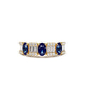 14K Baguette & Round Diamond with Genuine Sapphire Ring by Orlina Fine