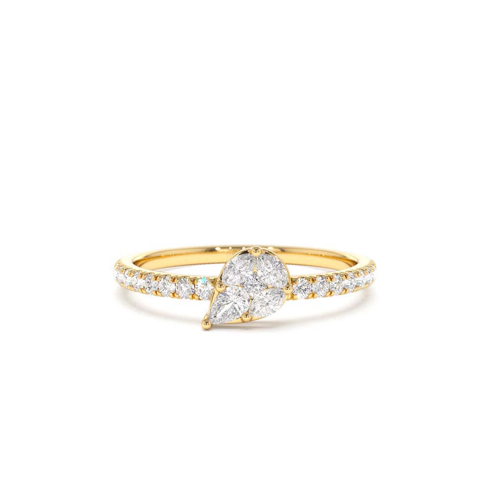 14K Pear Shape Illusion Setting Diamond Engagement Ring by Orlina Fine