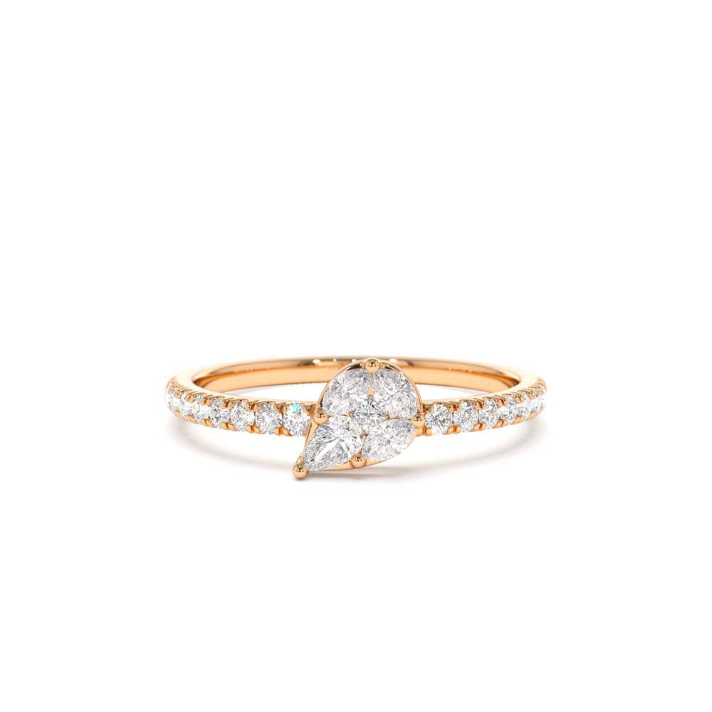 14K Pear Shape Illusion Setting Diamond Engagement Ring - view 2