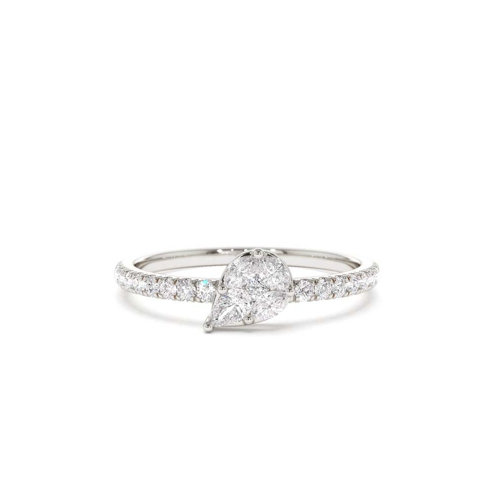 14K Pear Shape Illusion Setting Diamond Engagement Ring - view 3