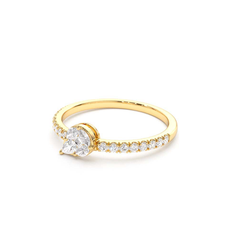 14K Pear Shape Illusion Setting Diamond Engagement Ring - view 4