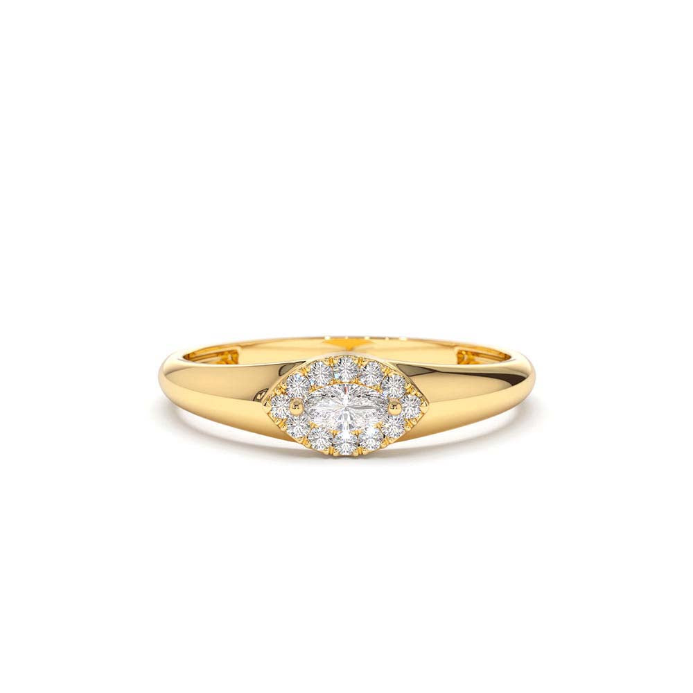 14K Marquise Diamond in Halo Setting Ring by Orlina Fine