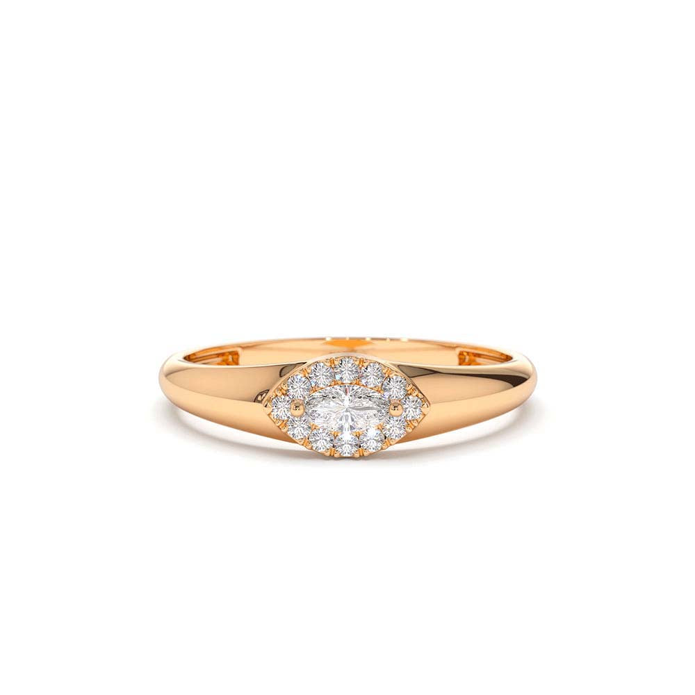 14K Marquise Diamond in Halo Setting Ring - view 2