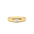 14K Dome Bezel Setting Emerald Cut Diamond Solitaire Ring by Orlina Fine