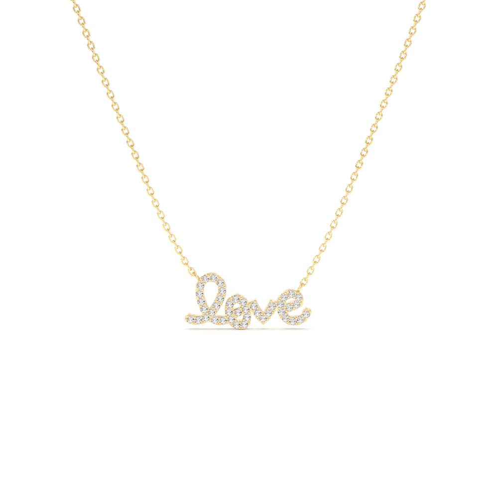 14K Gold Diamond Love Necklace by Orlina Fine