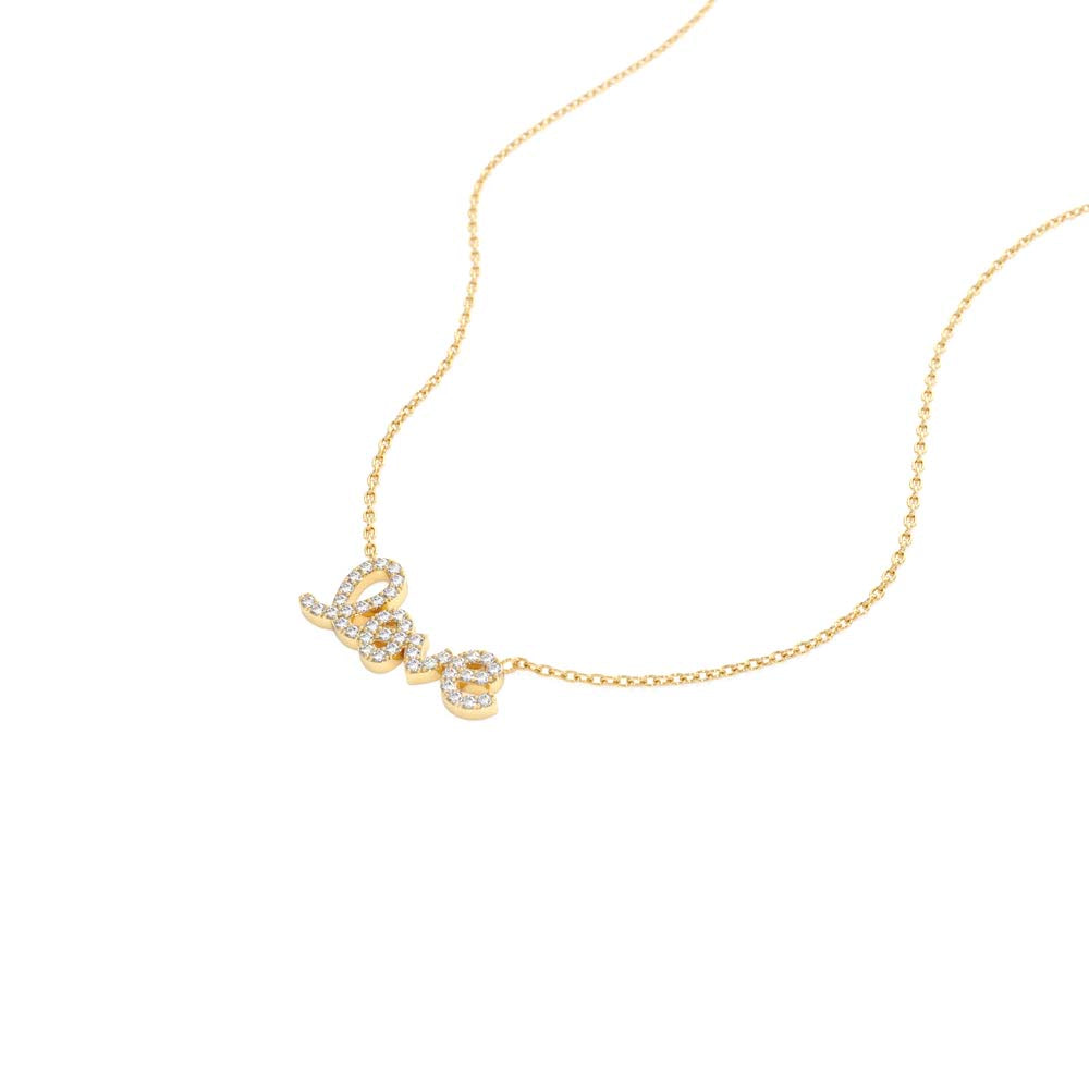 14K Gold Diamond Love Necklace - view 4